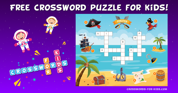 Pirates Easy Crossword Puzzle for kids