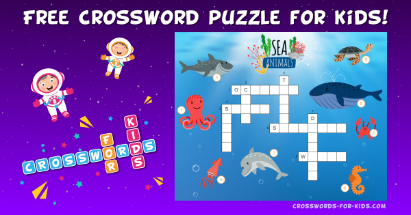 Sea Animals | Easy Crossword Puzzle for kids